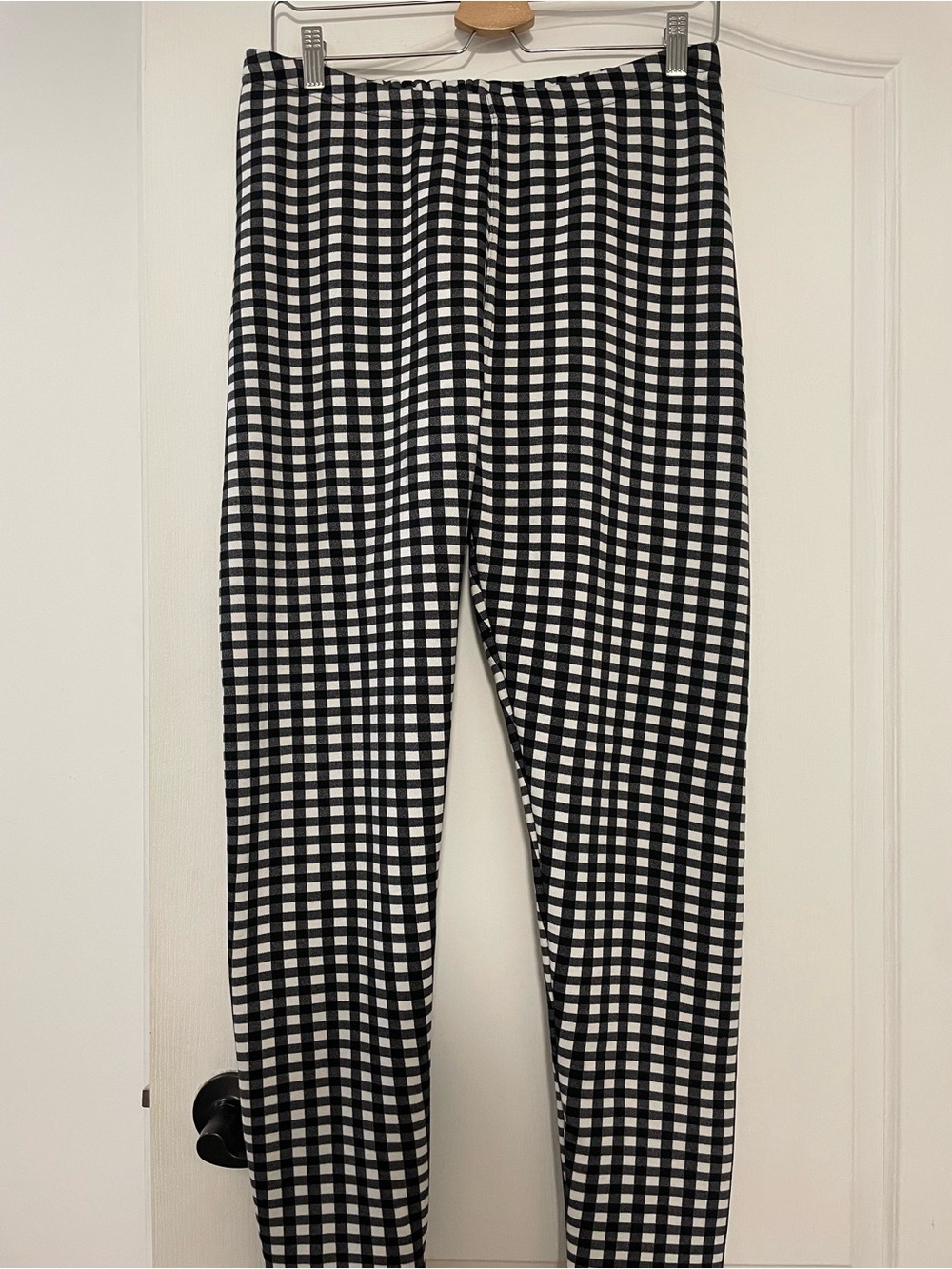 Just Cozy Black and White Gingham Women’s Leggings, Size XL